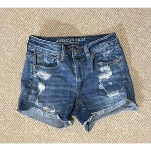 American Eagle women's shorts size 2 Super Stretch Hi-rise Shortie Cut-Off